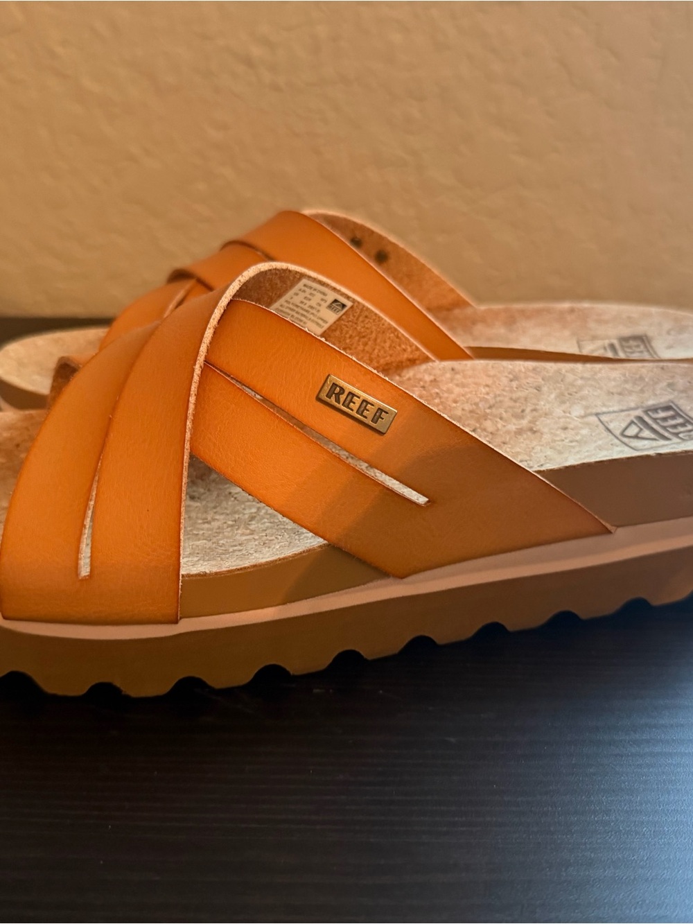 Reef Women's Orange Cross-Strap Slide Sandals